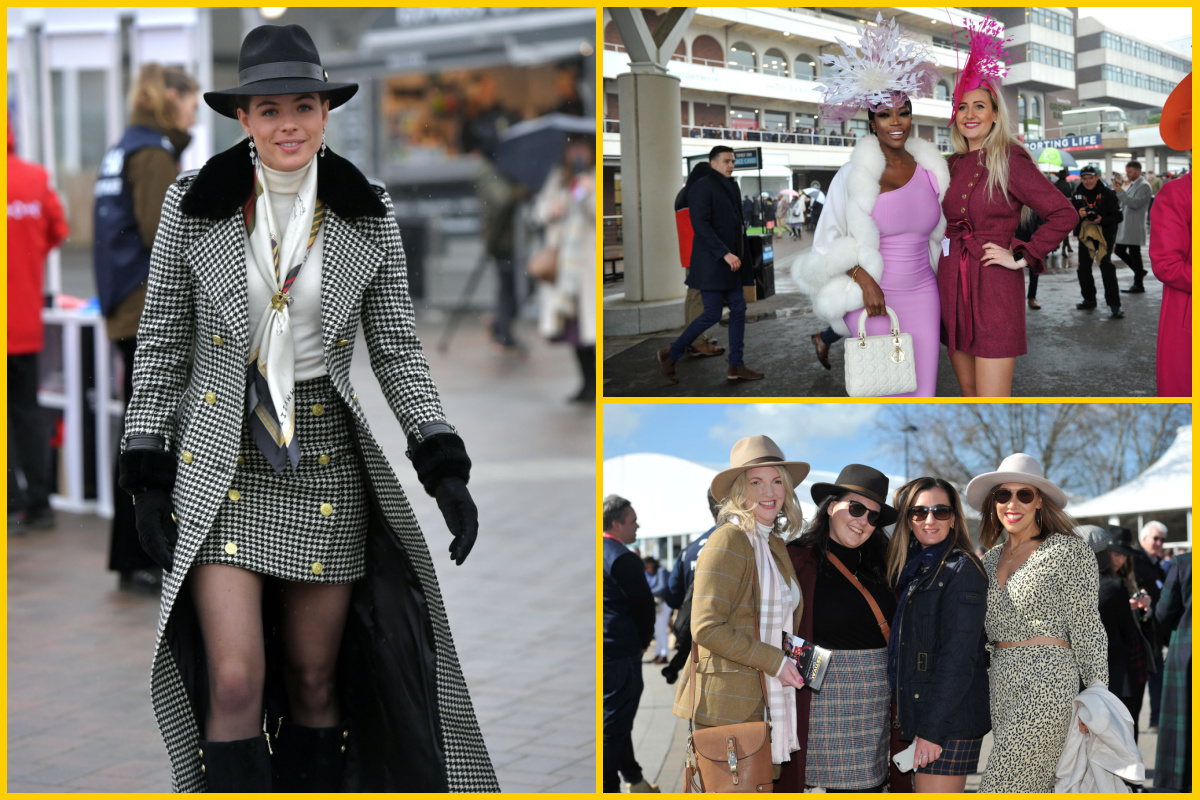 Images of ladies’ fashion at the Cheltenham Festival.